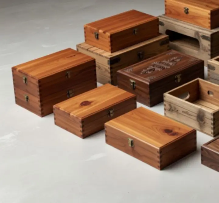 Drewniane skrzynki i opakowania prezentowe