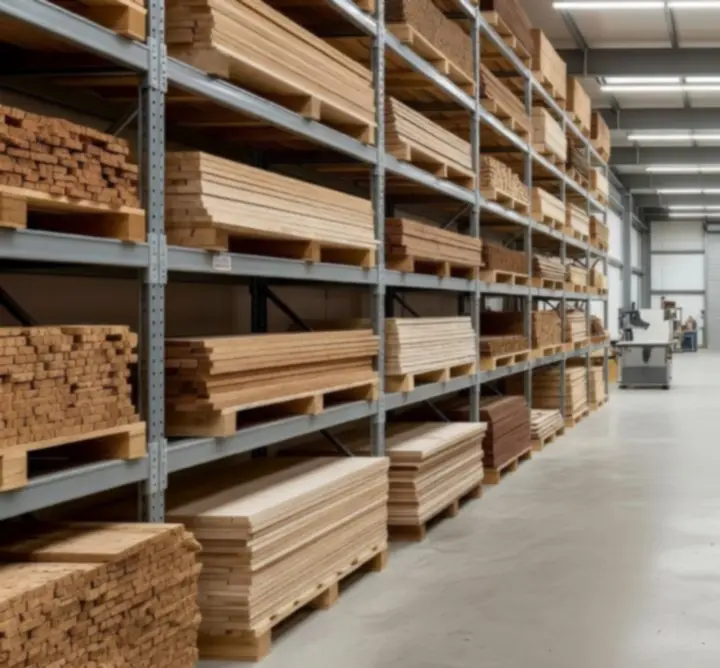 Magazyn surowców z drewnem i materiałami naturalnymi firmy AND-PEL