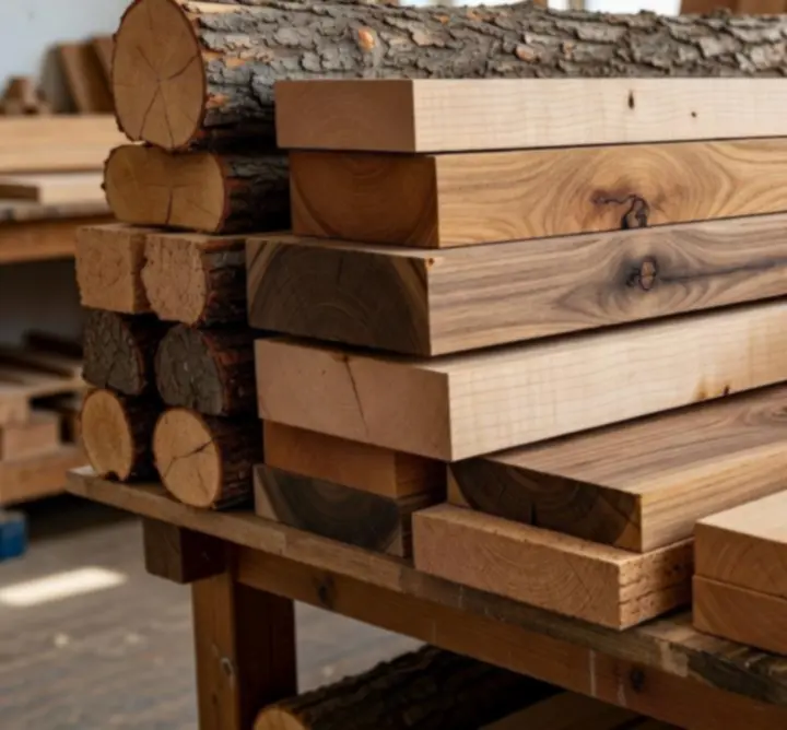 Starannie wyselekcjonowane naturalne deski i surowce z drewna